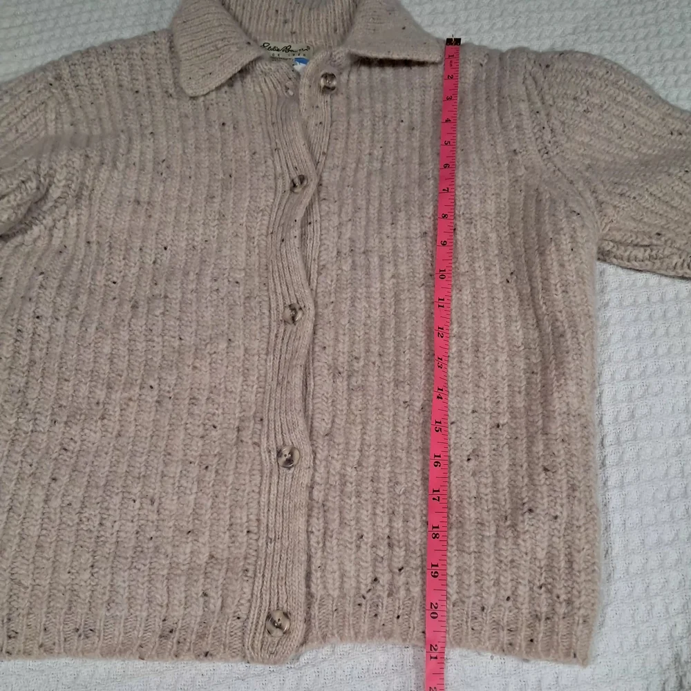 Rare Vintage Eddie Bauer 80s Oatmeal Wool Cardigan NWT Made in UK Size:M - Picture 4 of 15